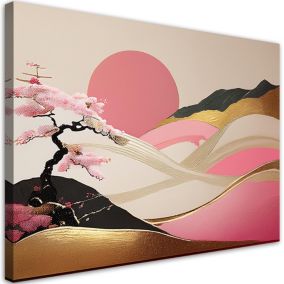 Obraz do sypialni salonu Feeby Japonia Krajobraz w różu 120x80 cm 1szt