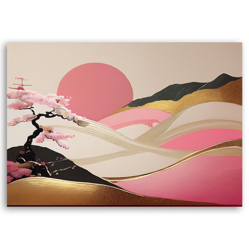 Obraz do sypialni salonu Feeby Japonia Krajobraz w różu 120x80 cm 1szt