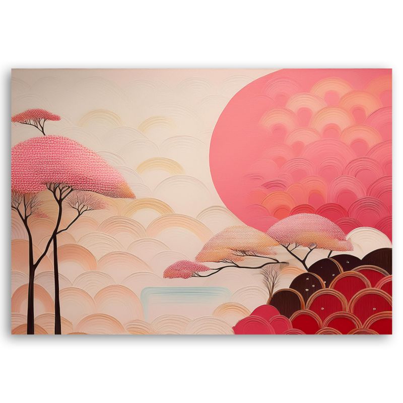 Obraz do sypialni salonu Feeby Japonia Różowy Krajobraz 100x70 cm 1szt