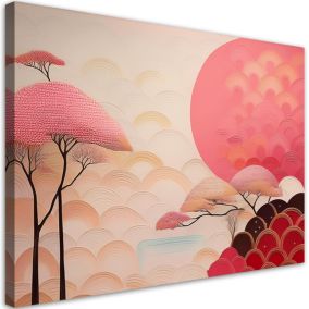 Obraz do sypialni salonu Feeby Japonia Różowy Krajobraz 60x40 cm 1szt