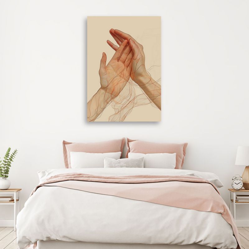 Obraz do sypialni salonu Feeby Minimalistyczna Abstrakcja Dłonie 70x100 cm 1szt