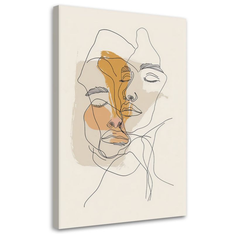 Obraz do sypialni salonu Feeby Minimalistyczna Para Beżowy 70x100 cm 1szt