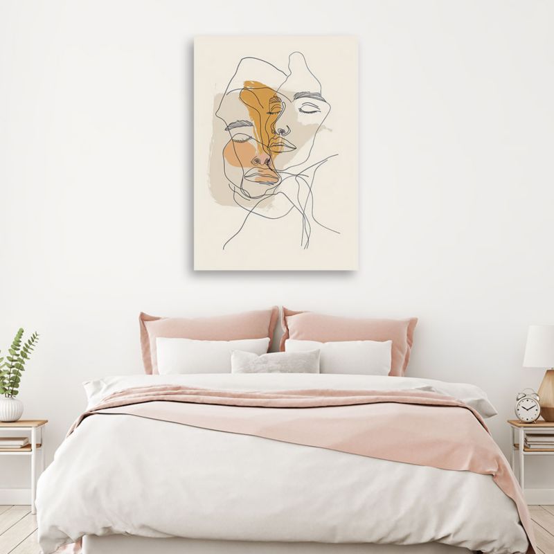 Obraz do sypialni salonu Feeby Minimalistyczna Para Beżowy 70x100 cm 1szt
