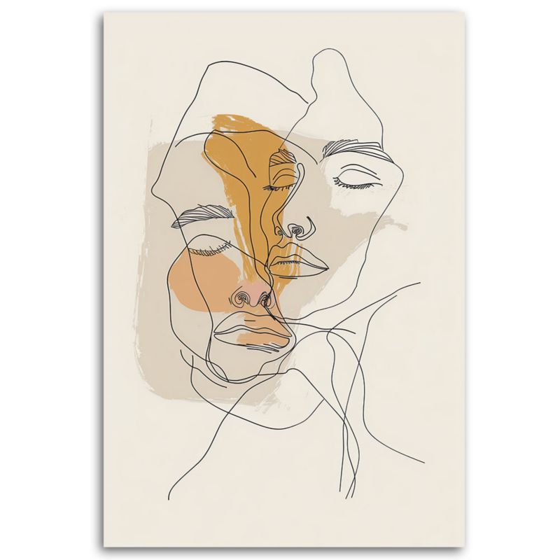 Obraz do sypialni salonu Feeby Minimalistyczna Para Beżowy 70x100 cm 1szt