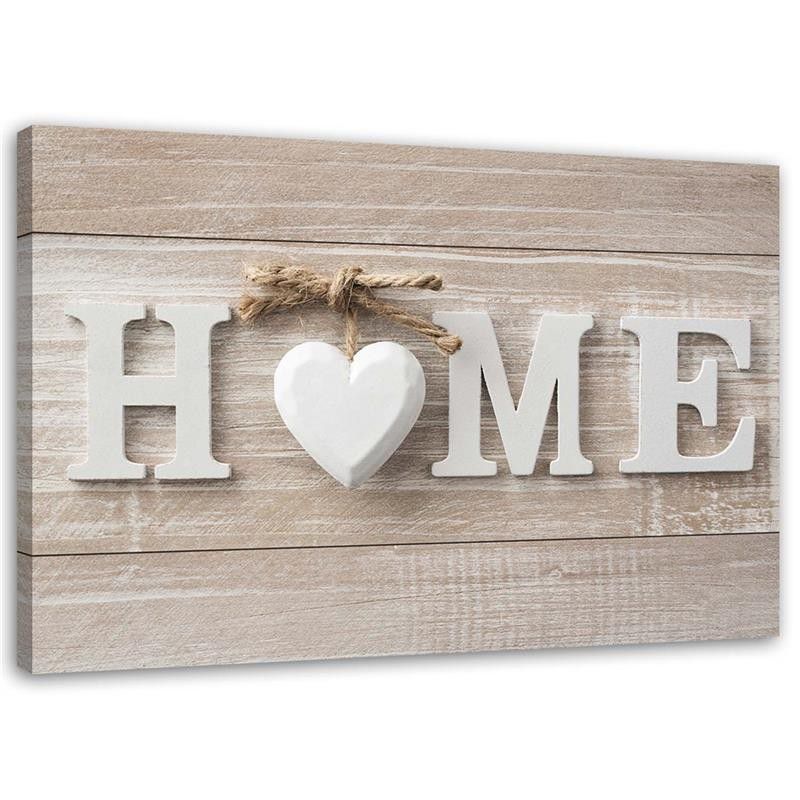 Obraz do sypialni salonu Feeby Napis Home Shabby chic Beżowy 120x80cm 1szt