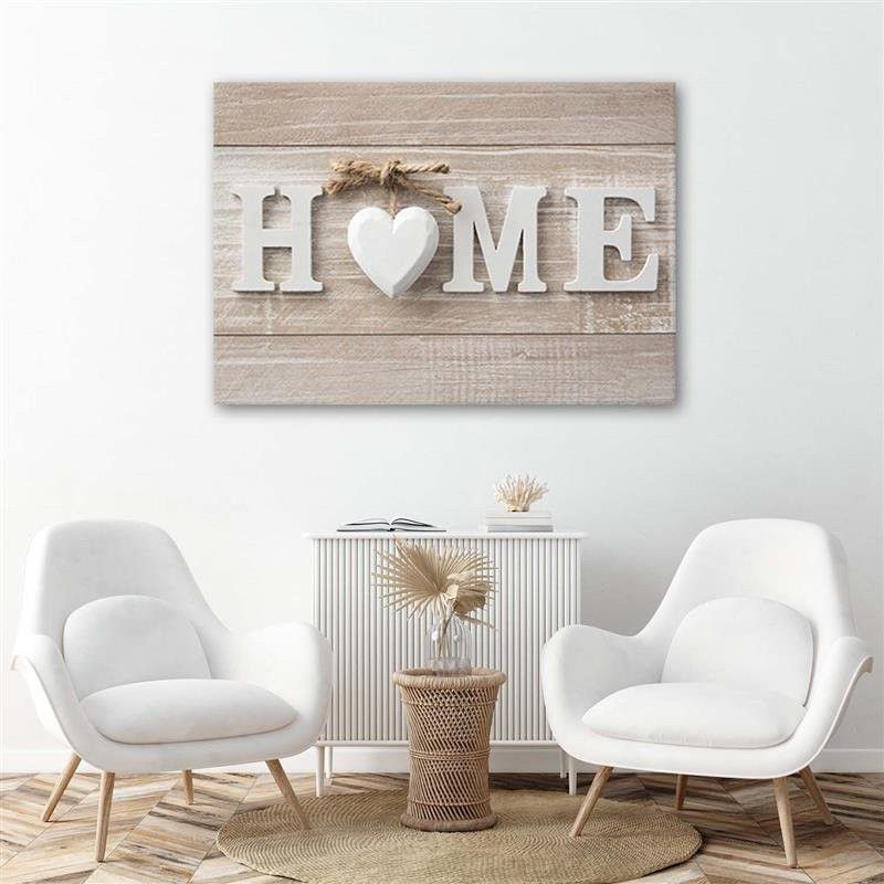 Obraz do sypialni salonu Feeby Napis Home Shabby chic Beżowy 60x40cm 1szt