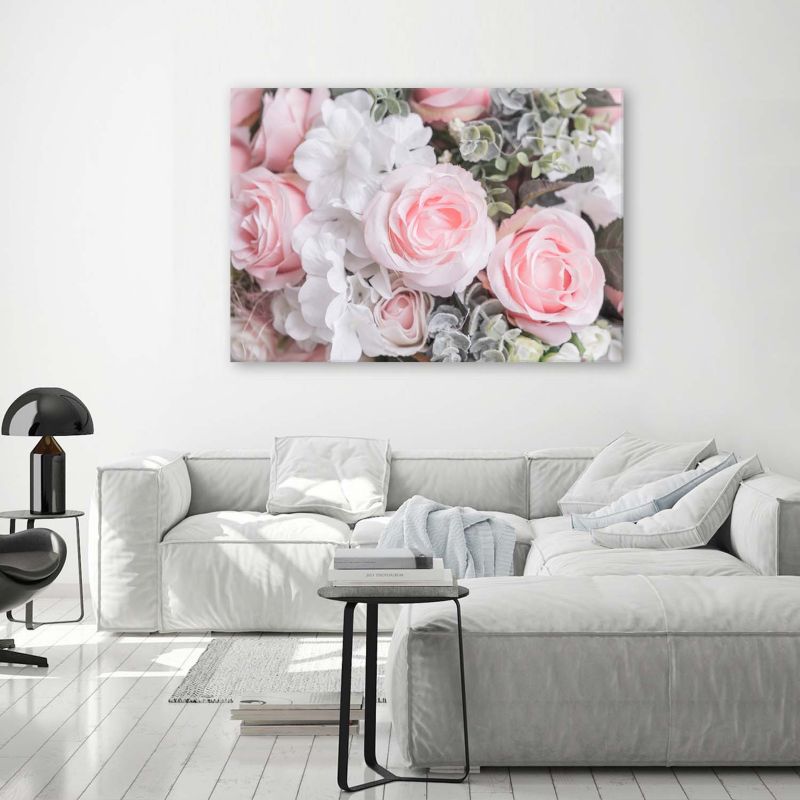 Obraz do sypialni salonu Feeby Różowe Białe Róze Kwiaty 100x70cm 1szt