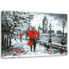 Obraz do sypialni salonu Feeby Spacer w Londynie Szary 100x70cm 1szt
