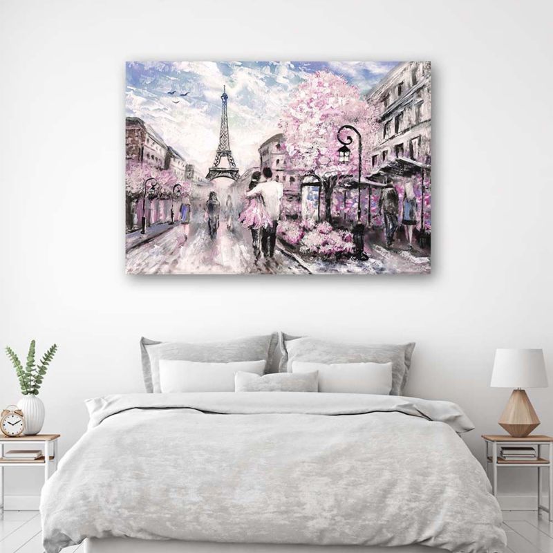 Obraz do sypialni salonu Feeby Wiosna w Paryżu Rózowy 120x80cm 1szt