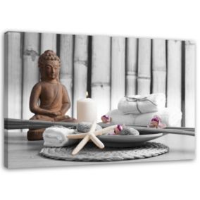 Obraz do sypialni salonu spa Feeby Budda Zen Spa Szary 90x60cm 1szt