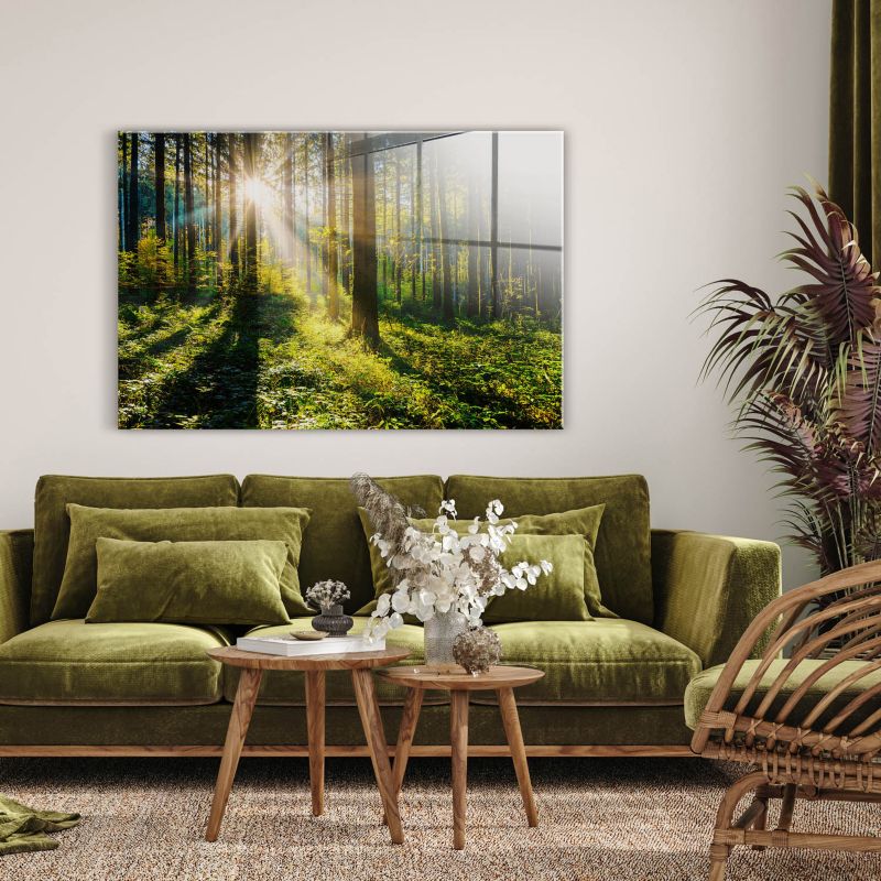 Obraz Glasspik Sunny Forest 80 x 120 cm