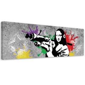 Obraz młodzieżowy do pokoju Feeby Banksy Mona Lisa Bazooka 150x50cm 1szt