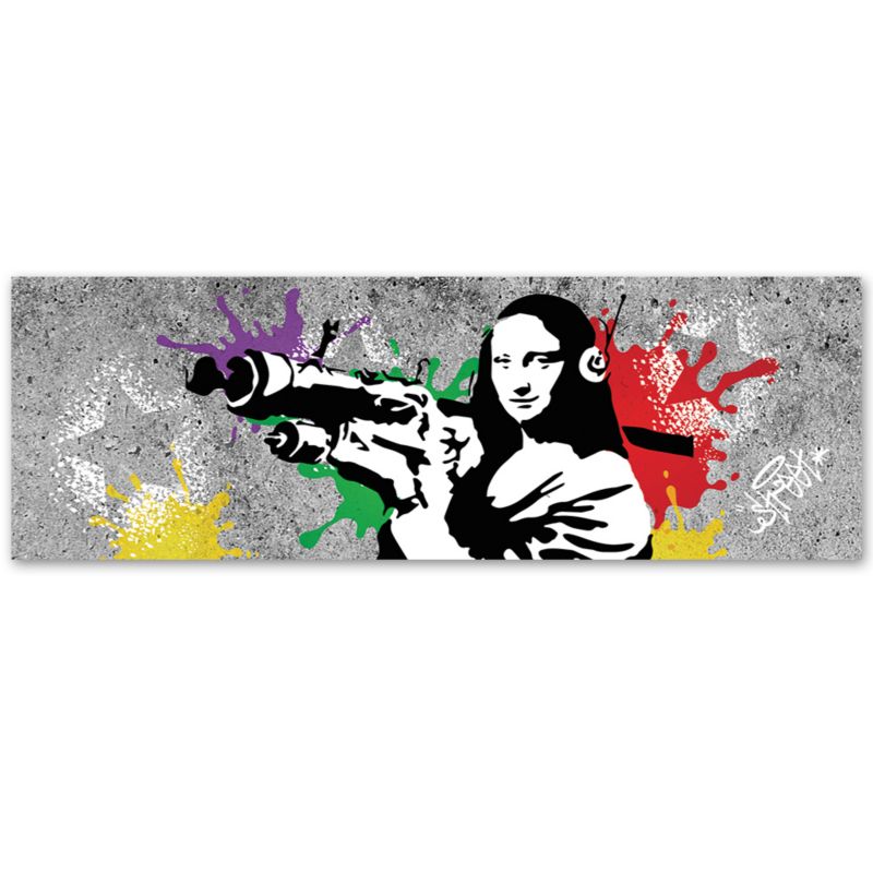 Obraz młodzieżowy do pokoju Feeby Banksy Mona Lisa Bazooka 90x30cm 1szt