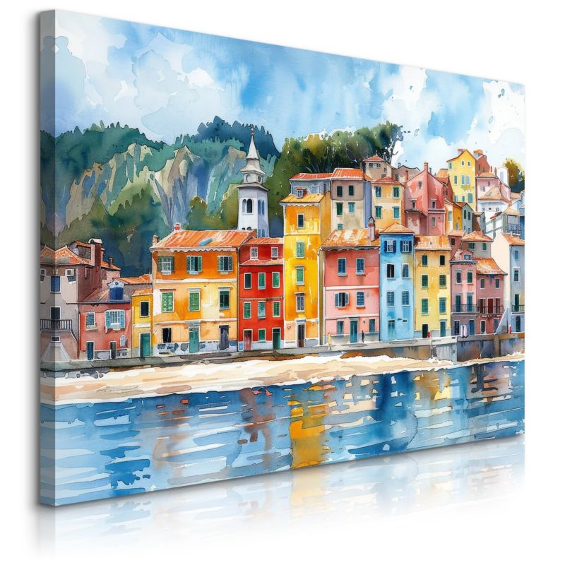 Obraz Muralo Akwarele Architektura Budynki Plaża  100x70 cm 1 szt.