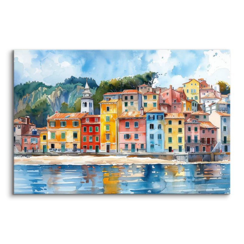Obraz Muralo Akwarele Architektura Budynki Plaża  100x70 cm 1 szt.