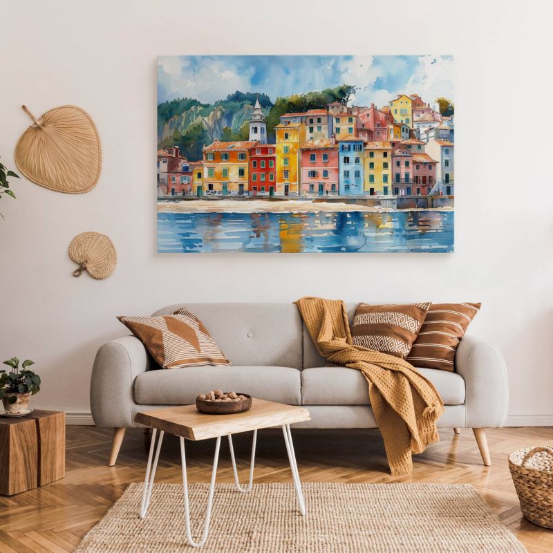 Obraz Muralo Akwarele Architektura Budynki Plaża  100x70 cm 1 szt.