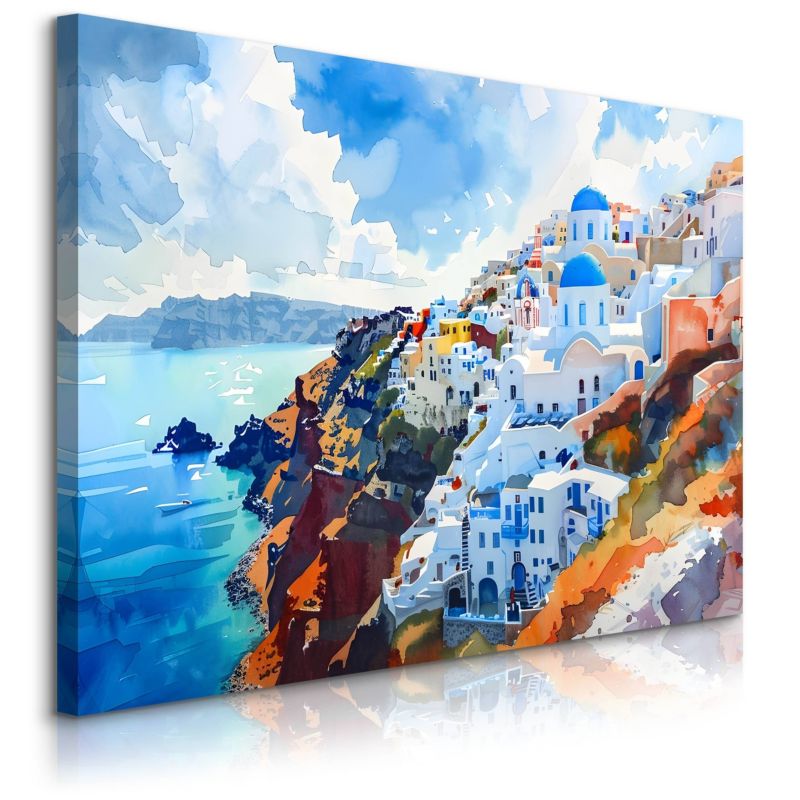 Obraz Muralo Grecja Santorini Abstrakcja Akwarele 100x70 cm 1 szt.