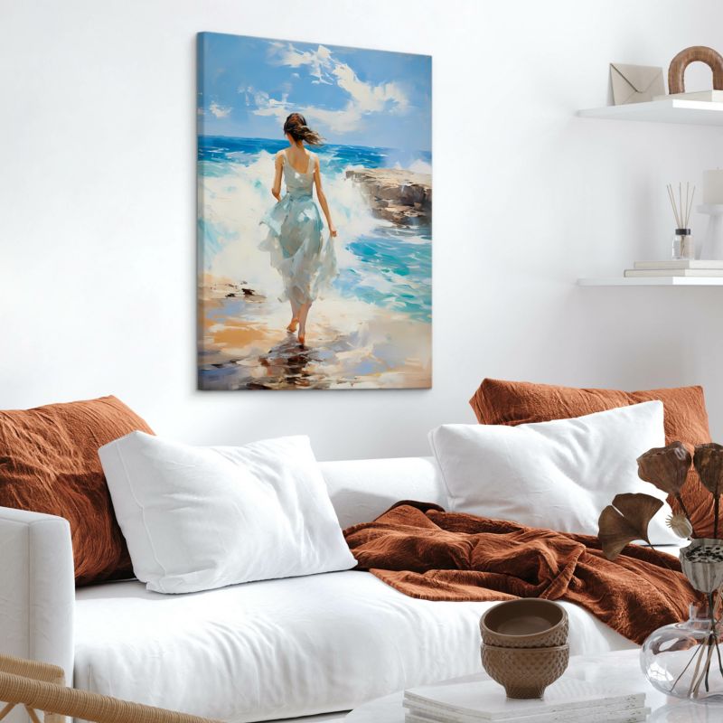 Obraz Muralo Na Płótnie Kobieta Nad Brzegiem Morza 80x120 cm 1 szt.