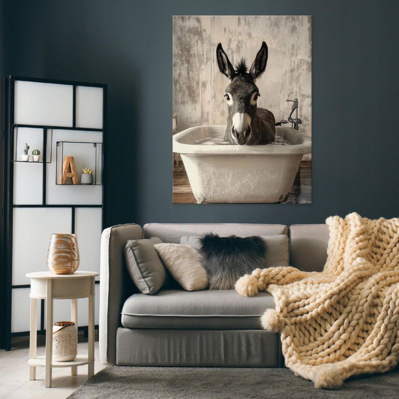 Obraz Na Płótnie Canvas WALLARENA 100x70 cm Dekoracja Ścienna Do Łazienki WC Abstrakcja Osioł 1 szt.