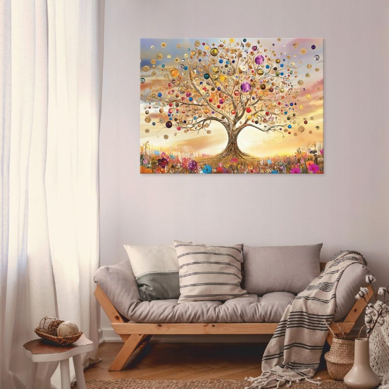 Obraz Na Płótnie Canvas WALLARENA 100x70 cm Dekoracja Ścienna Do Sypialni Salonu Kuchni Drzewo Życia 1 szt.