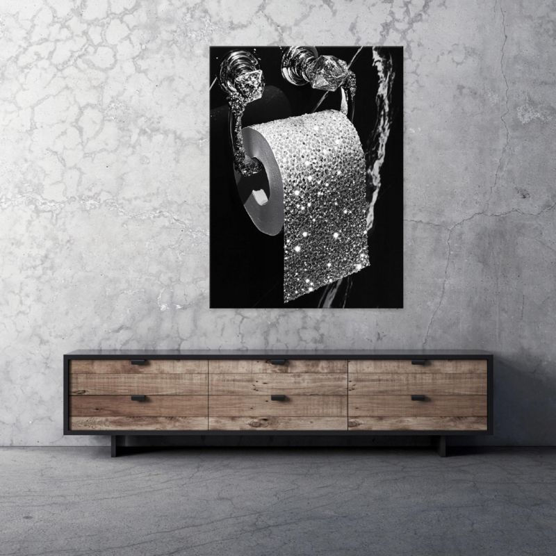 Obraz Na Płótnie Canvas WALLARENA 120x80 cm Dekoracja Ścienna Do Łazienki WC Abstrakcja Czarny 1 szt.