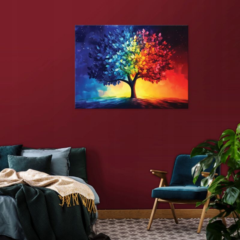 Obraz Na Płótnie Canvas WALLARENA 120x80 cm Dekoracja Ścienna Do Sypialni Salonu Kuchni Abstrakcja Drzewo 1 szt.