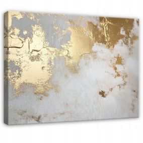 Obraz Na Płótnie Canvas WALLARENA 120x80 cm Dekoracja Ścienna Do Sypialni Salonu Kuchni Abstrakcja Złoto 1 szt.