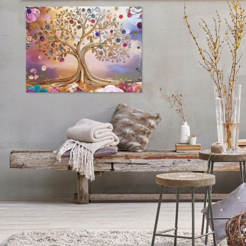 Obraz Na Płótnie Canvas WALLARENA 60x40 cm Dekoracja Ścienna Do Sypialni Salonu Kuchni Abstrakcja Drzewo 1 szt.