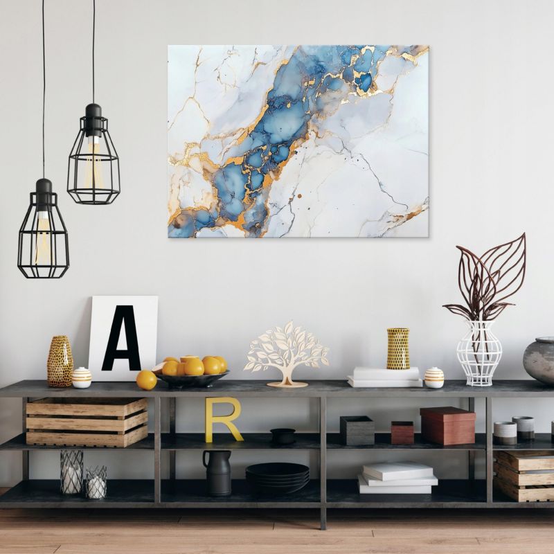 Obraz Na Płótnie Canvas WALLARENA 60x40 cm Dekoracja Ścienna Do Sypialni Salonu Kuchni Abstrakcja Marmur 1 szt.
