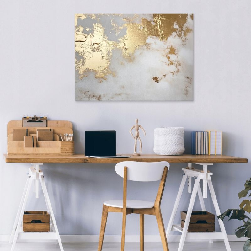 Obraz Na Płótnie Canvas WALLARENA 60x40 cm Dekoracja Ścienna Do Sypialni Salonu Kuchni Abstrakcja Złoto 1 szt.