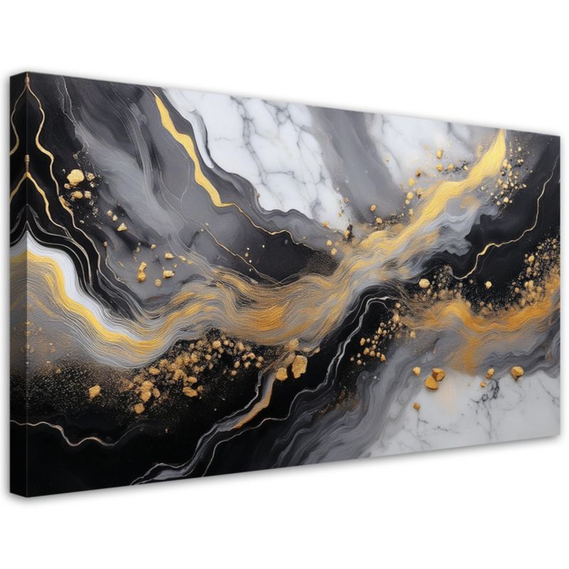 Obraz na płótnie Feeby 100x50cm Abstrakcja Marmur Złoty Czarny 1 szt.