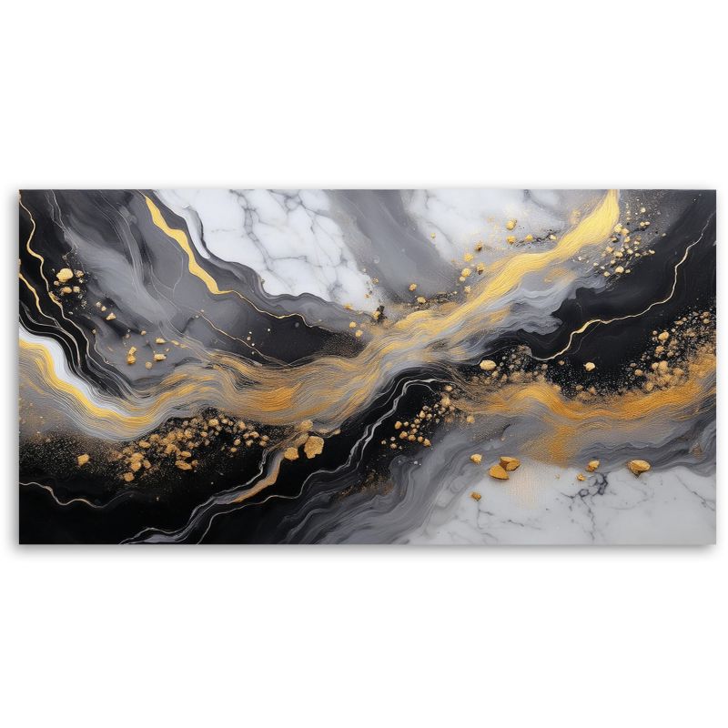 Obraz na płótnie Feeby 100x50cm Abstrakcja Marmur Złoty Czarny 1 szt.
