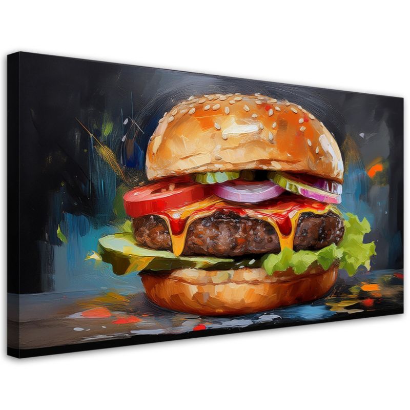 Obraz na płótnie Feeby 100x50cm Bugrer Kanapka Jedzenie 1 szt.