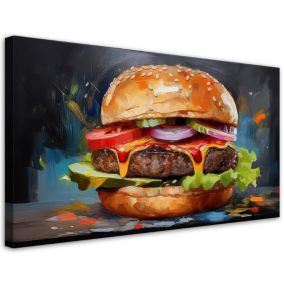 Obraz na płótnie Feeby 100x50cm Bugrer Kanapka Jedzenie 1 szt.