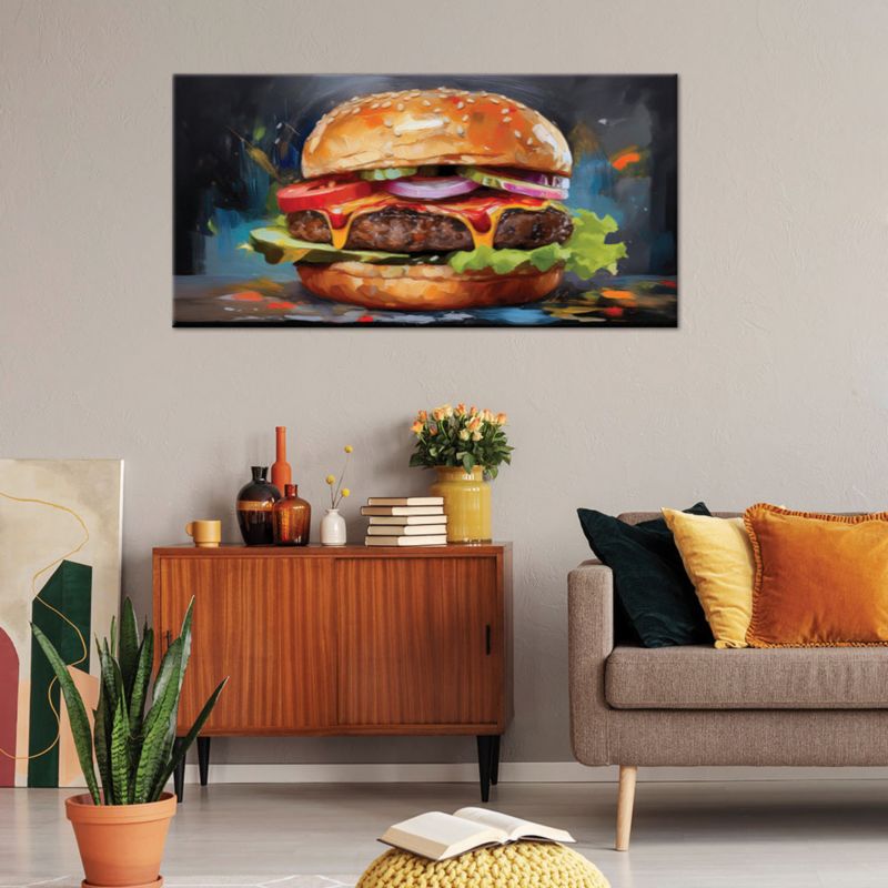 Obraz na płótnie Feeby 100x50cm Bugrer Kanapka Jedzenie 1 szt.