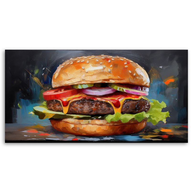 Obraz na płótnie Feeby 100x50cm Bugrer Kanapka Jedzenie 1 szt.