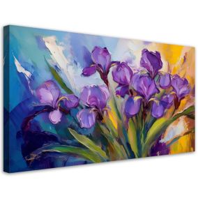 Obraz na płótnie Feeby 100x50cm Fioletowe Pastelowe Kwiaty Irysy 1 szt.
