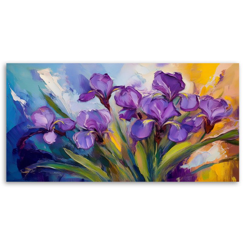 Obraz na płótnie Feeby 100x50cm Fioletowe Pastelowe Kwiaty Irysy 1 szt.