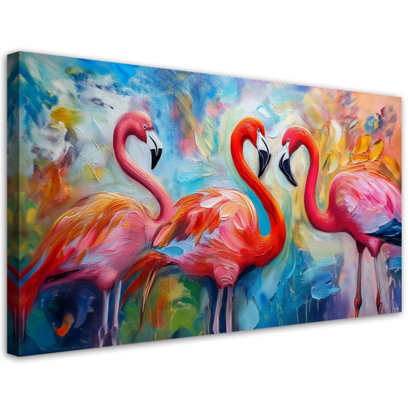 Obraz na płótnie Feeby 100x50cm Flamingi Ptaki Zwierzęta Abstrakcja Kolorowa 1 szt.
