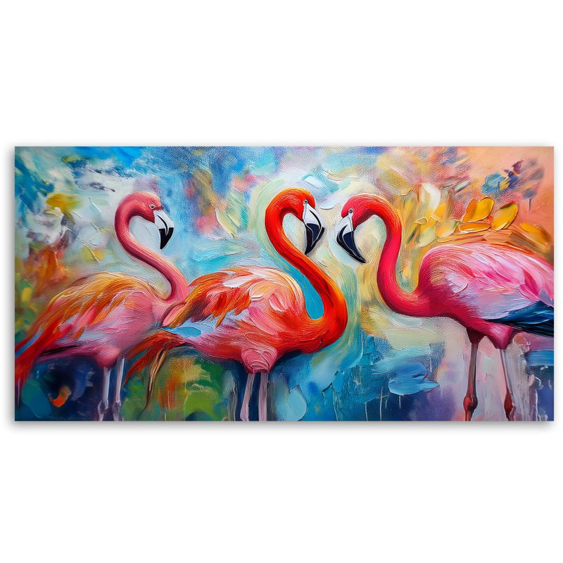 Obraz na płótnie Feeby 100x50cm Flamingi Ptaki Zwierzęta Abstrakcja Kolorowa 1 szt.