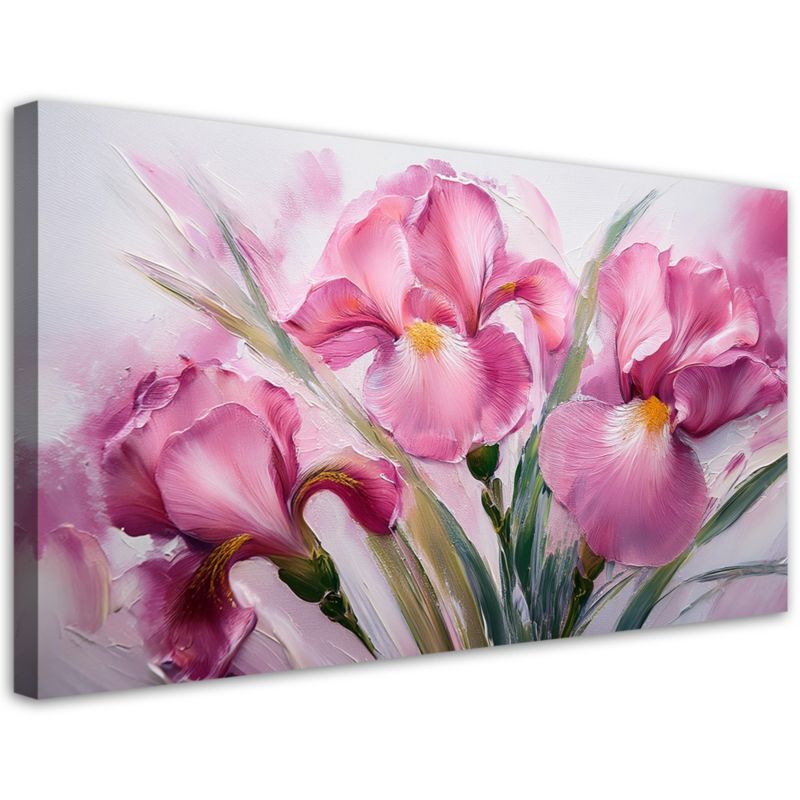 Obraz na płótnie Feeby 100x50cm Irysy Różowe Kwiaty Malowane 1 szt.