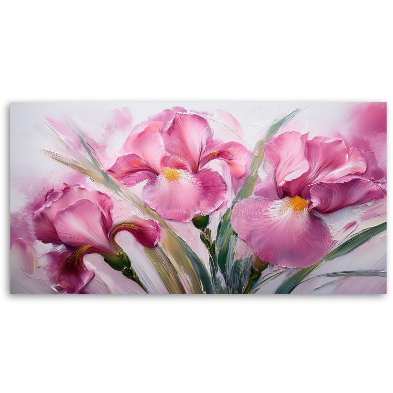 Obraz na płótnie Feeby 100x50cm Irysy Różowe Kwiaty Malowane 1 szt.