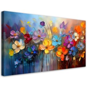 Obraz na płótnie Feeby 100x50cm Kolorowe Kwiaty Malowane 1 szt.