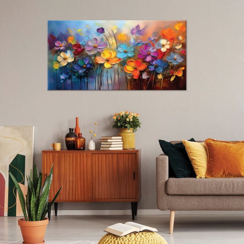 Obraz na płótnie Feeby 100x50cm Kolorowe Kwiaty Malowane 1 szt.