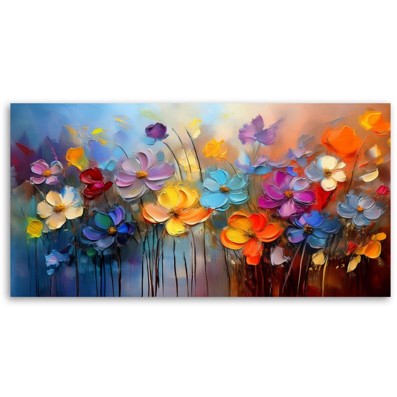 Obraz na płótnie Feeby 100x50cm Kolorowe Kwiaty Malowane 1 szt.
