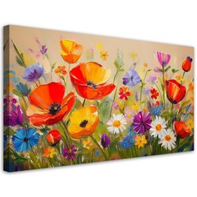 Obraz na płótnie Feeby 100x50cm Maki Kolorowe Kwiaty na Łące 1 szt.