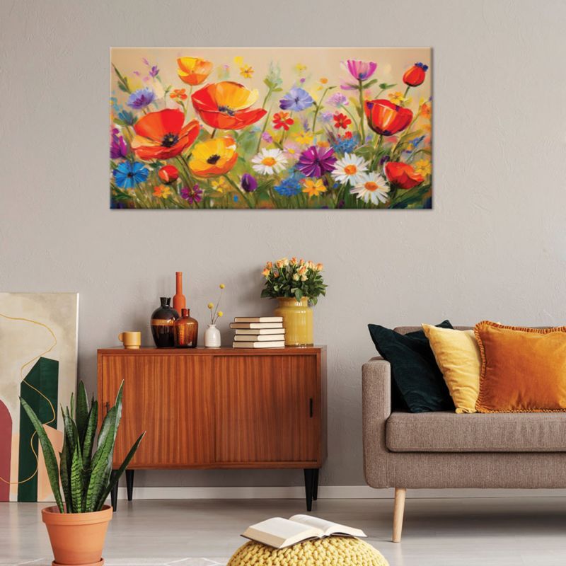 Obraz na płótnie Feeby 100x50cm Maki Kolorowe Kwiaty na Łące 1 szt.