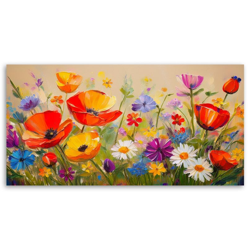 Obraz na płótnie Feeby 100x50cm Maki Kolorowe Kwiaty na Łące 1 szt.