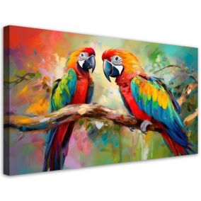 Obraz na płótnie Feeby 100x50cm Papugi Ptaki Zwierzęta Kolorowe 1 szt.