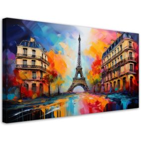 Obraz na płótnie Feeby 100x50cm Paryż Wieża Eiffla Miasto Abstrakcja Kolorowa 1 szt.